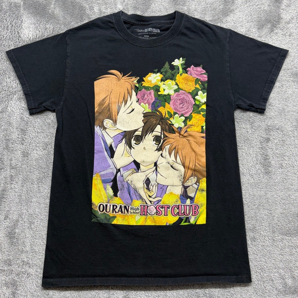 Ouran High School Host Club T-Shirt Mens Medium Black Good Anime Graphic Tee